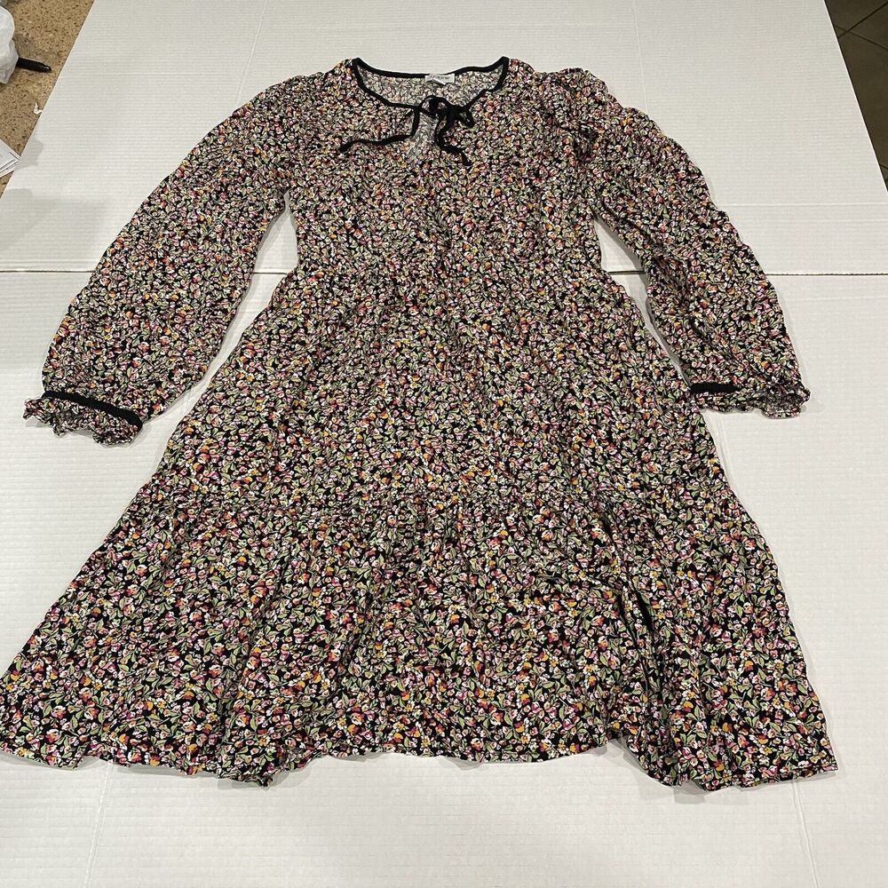 J. Crew Premium Floral Long Sleeve Tie Neck Mini Dress Size 2